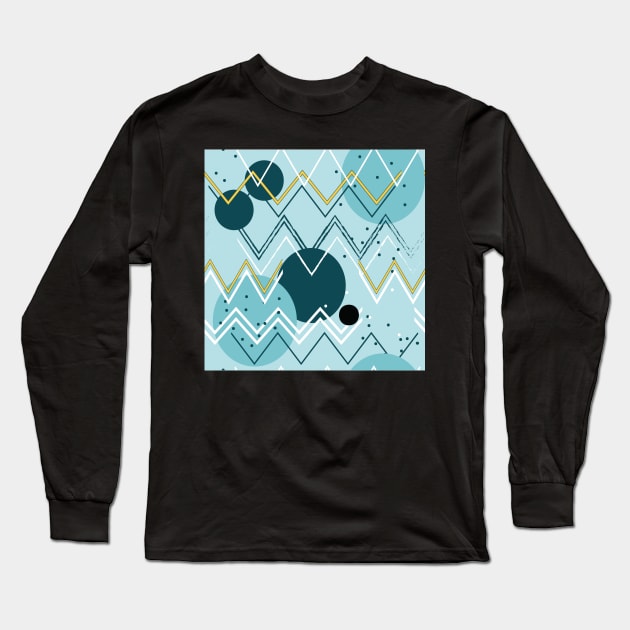 Blue Chevron with dots Long Sleeve T-Shirt by MegMarchiando